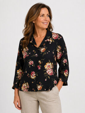 Vintage INTRIGUING THREADS Womens Blouse Size 12 Floral Cottagecore Travel
